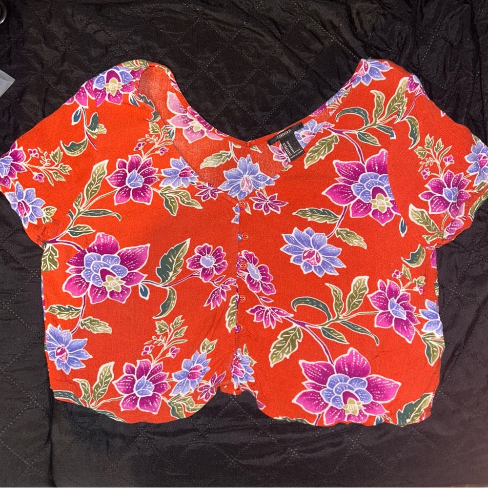 Boho Floral Print Crop Top - Forever 21 Medium
